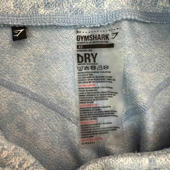 Gymshark Dry Leggings XS Light Blue White Fleur Moisture Management Active Yoga - Picture 8 of 8